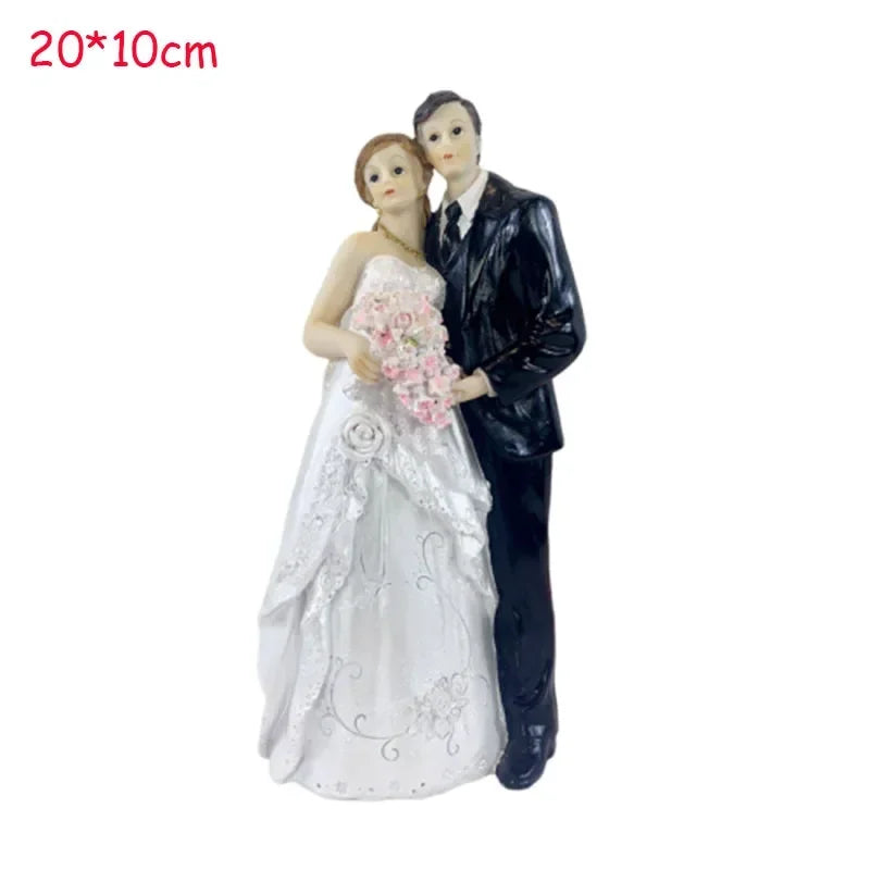 Resin Bride and Groom Cake Topper Figurine Set