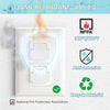 A white electrical outlet plug with a flame retardant feature and various safety certifications displayed.