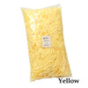 A bag of yellow Lafite crinkle paper shreds for gift boxes and party decor