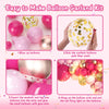 Instructions for making a balloon garland kit showing steps like blowing up balloons, rubbing confetti balloons, inserting ba
