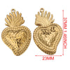 Gold Sacred Heart Charms for Jewelry Making