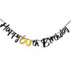 Elegant black and gold glitter birthday banner with handwritten text