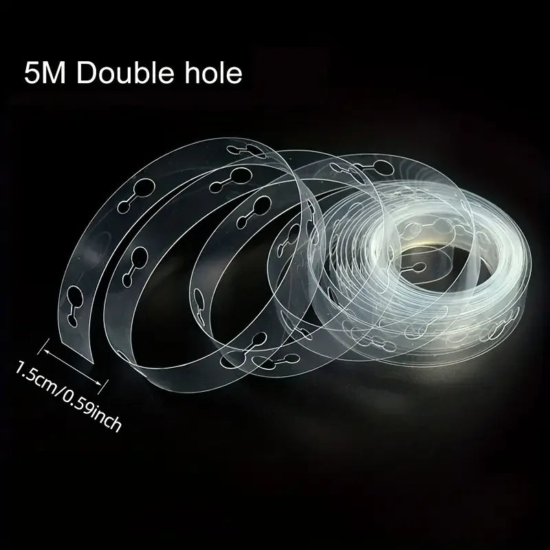 A transparent silicone product showing five meters of double-holed tubing coiled together.