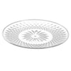 Clear acrylic serving plate with a decorative, radiating pattern for fruit or appetizers.