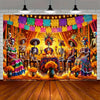Day of the Dead Skeleton Carnival Backdrop for Halloween Party Decorations