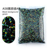 Bag of A58 black background green resin rhinestones for crafting
