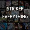 A collection of anime demon slayer vinyl stickers for laptops, skateboards, and luggage.