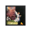A framed piece of pixel art featuring a reddish-brown figure and white elements against a dark background.