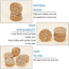 Natural wood adhesive cork circles stacked and laid out for crafting and decoration