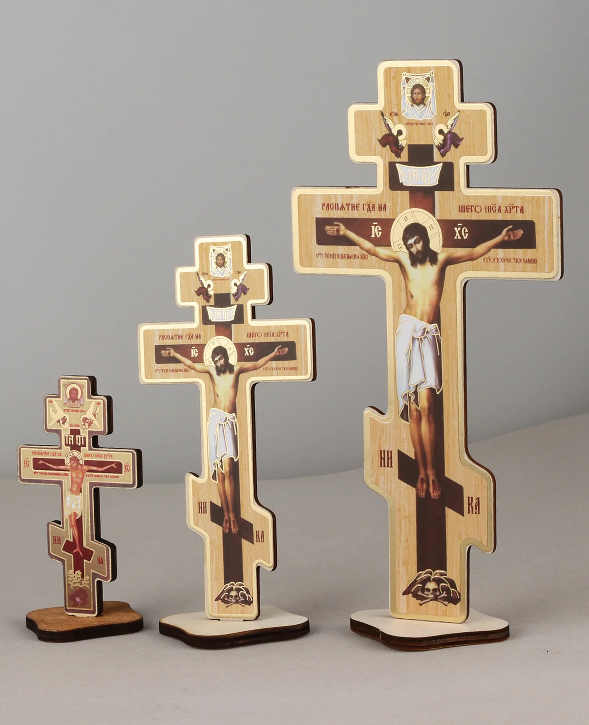 Handcrafted Wooden Orthodox Crucifix Desk Display