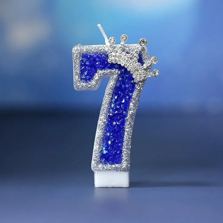 Blue Crown Number Birthday Candle