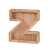 Wooden alphabet letter Z piggy bank coin box for kids in light wood finish