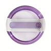 A purple replacement tumbler lid with a white silicone seal and a circular opening.