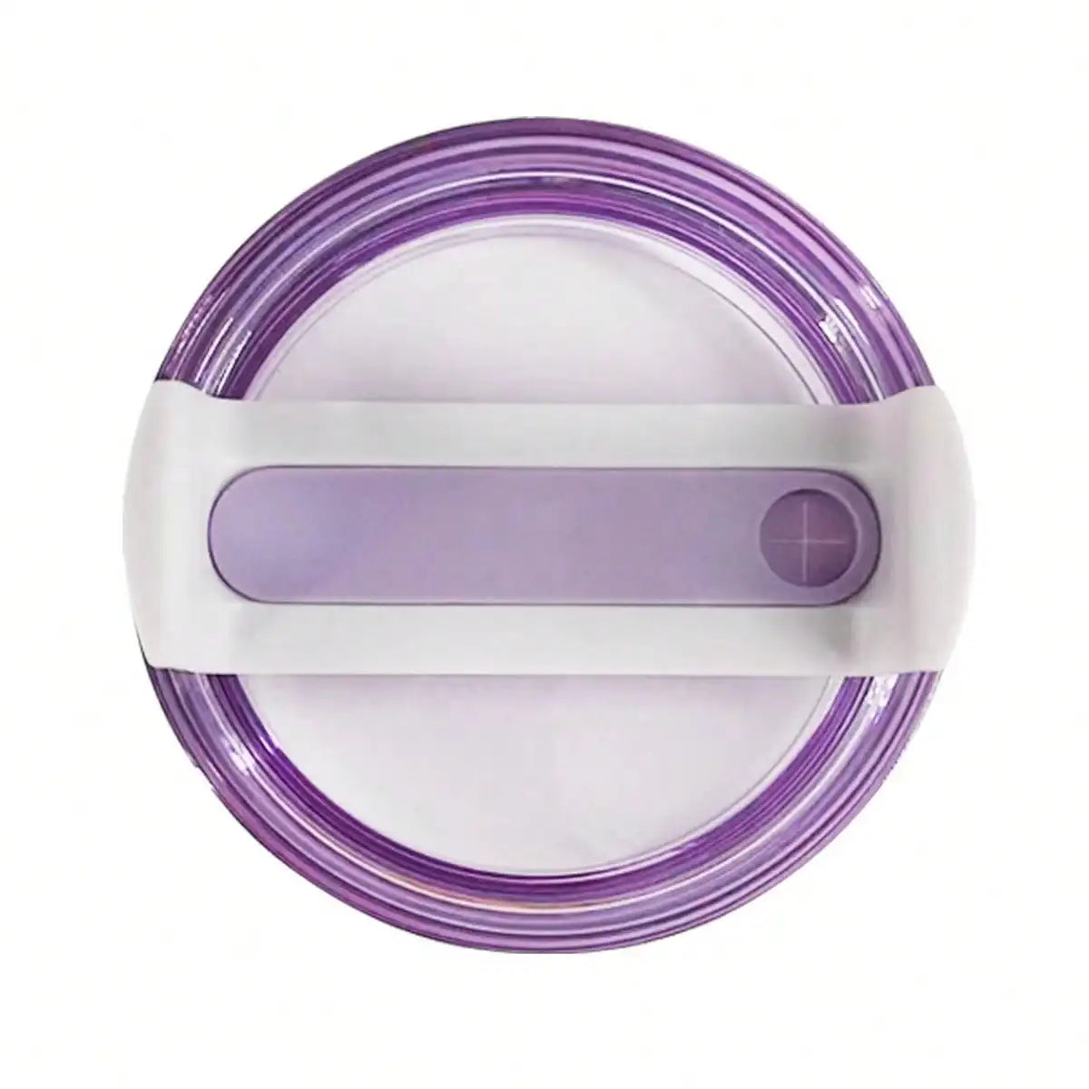 A purple replacement tumbler lid with a white silicone seal and a circular opening.