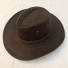 A dark brown classic western cowboy hat with a wide brim and an adjustable drawstring.