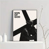 Black and white canvas art print depicting a silhouette of a figure with a crown of thorns against a stark background.