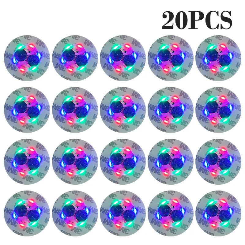 20 pieces of luminous LED coaster lights designed for bottles and glasses