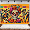 Day of the Dead Skeleton & Floral Backdrop for Party Photo Booth