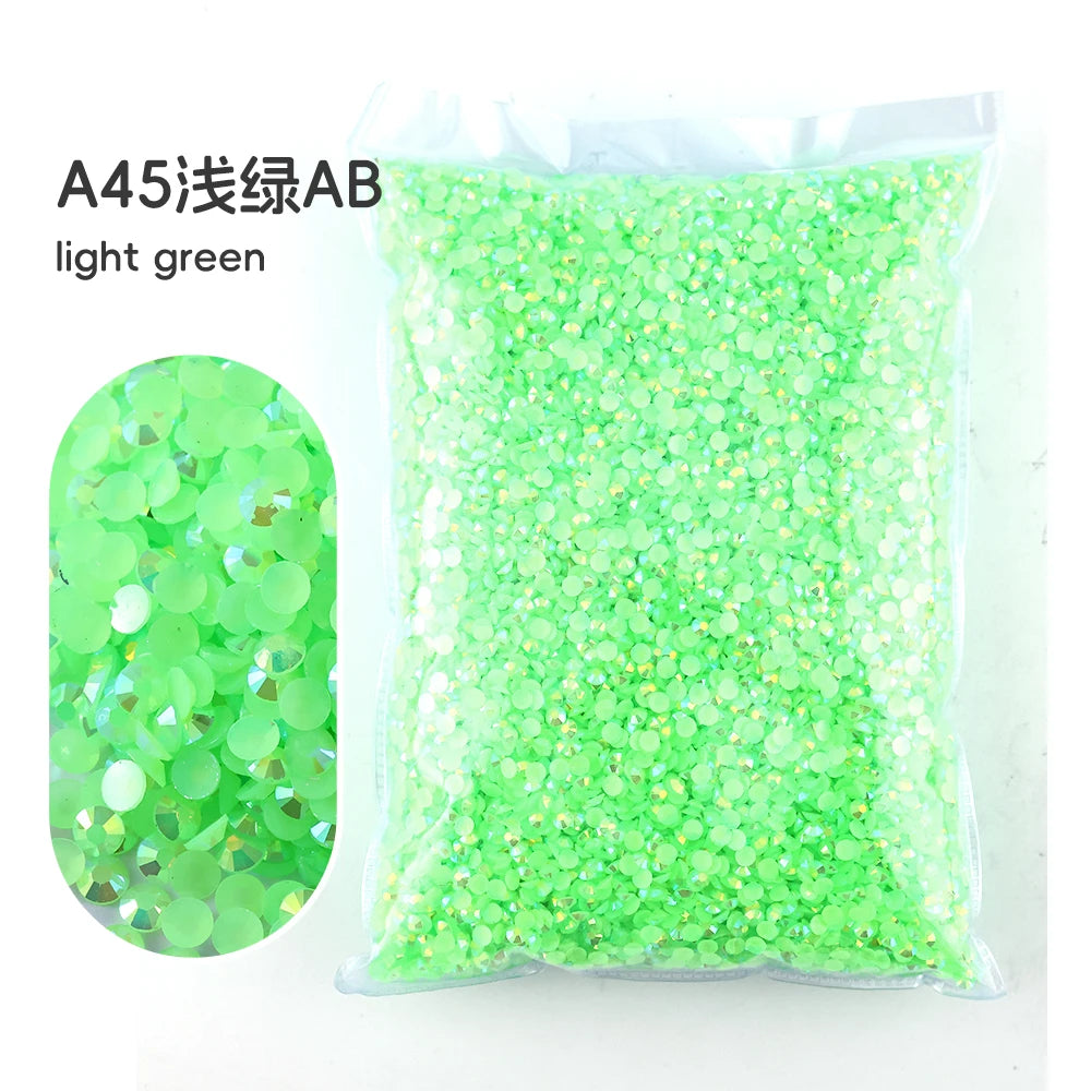 Bag of A45 light green resin rhinestones for crafting