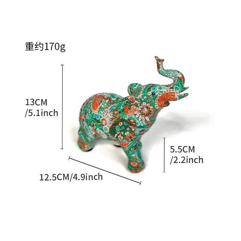 Colorful Elephant Resin Figurine for Home Decor