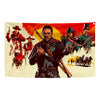 A vibrant tapestry featuring characters from Red Dead Redemption 2 in a Western theme.