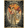 Vintage anime canvas wall art featuring a dark, dramatic illustration of characters and stylized sun rays.