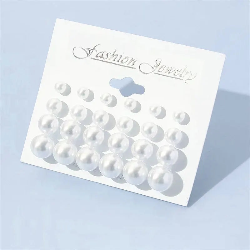 12-Pair Zircon Stud Earring Collection