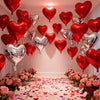 Romantic Red & Silver Heart Foil Balloon Set (23-Piece)