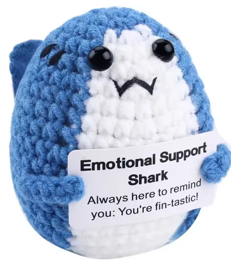 Handmade Crochet Emotional Support Animal Doll with Heartfelt Card