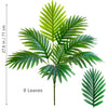 A realistic artificial palm tree featuring vibrant green silk leaves, shown with a height measurement.
