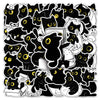 A collection of black and yellow kawaii cat stickers and decals featuring various cute kitten designs.