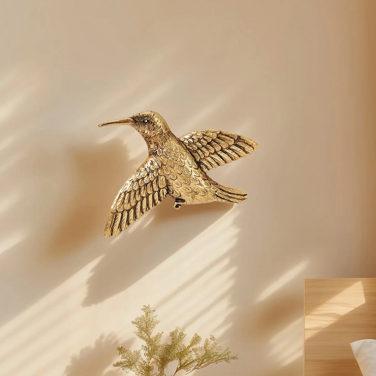 Golden Hummingbird Wall Art Décor