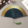 Traditional Bamboo Folding Fan with Solid Color Design