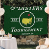 Banner verde oscuro con texto blanco anunciando el torneo 'Masters Est 1934 Augusta, GA'