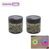 Two solar-powered mandala wall lanterns with decorative cutouts for garden and patio