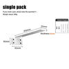 A single floating shelf bracket is shown with dimensions including length, thickness, and mounting holes.