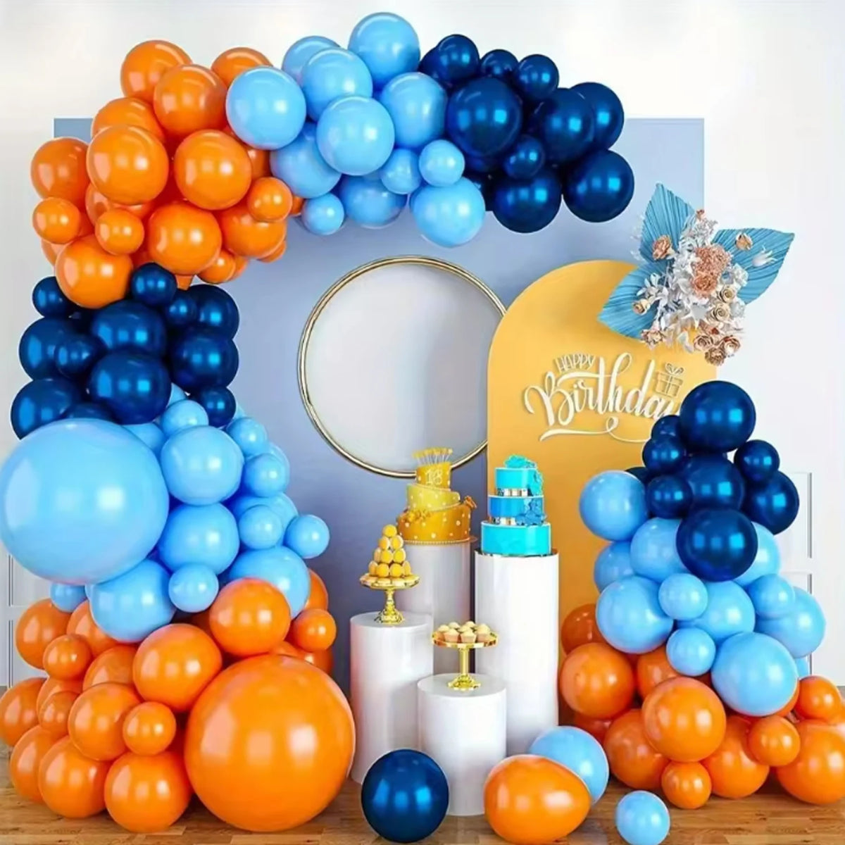 Navy Blue & Orange Balloon Arch Kit (94 Pieces)