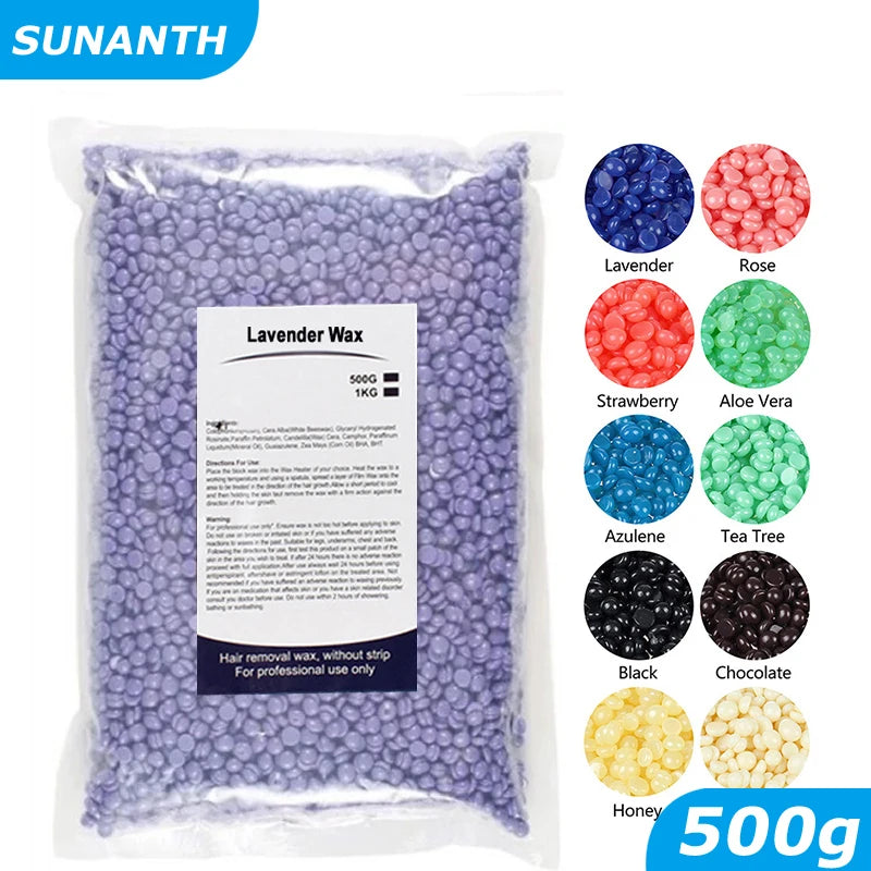 Bag of lavender wax beans for professional hair removal