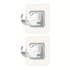 A pair of white self-adhesive curtain rod holders with no-drill installation.