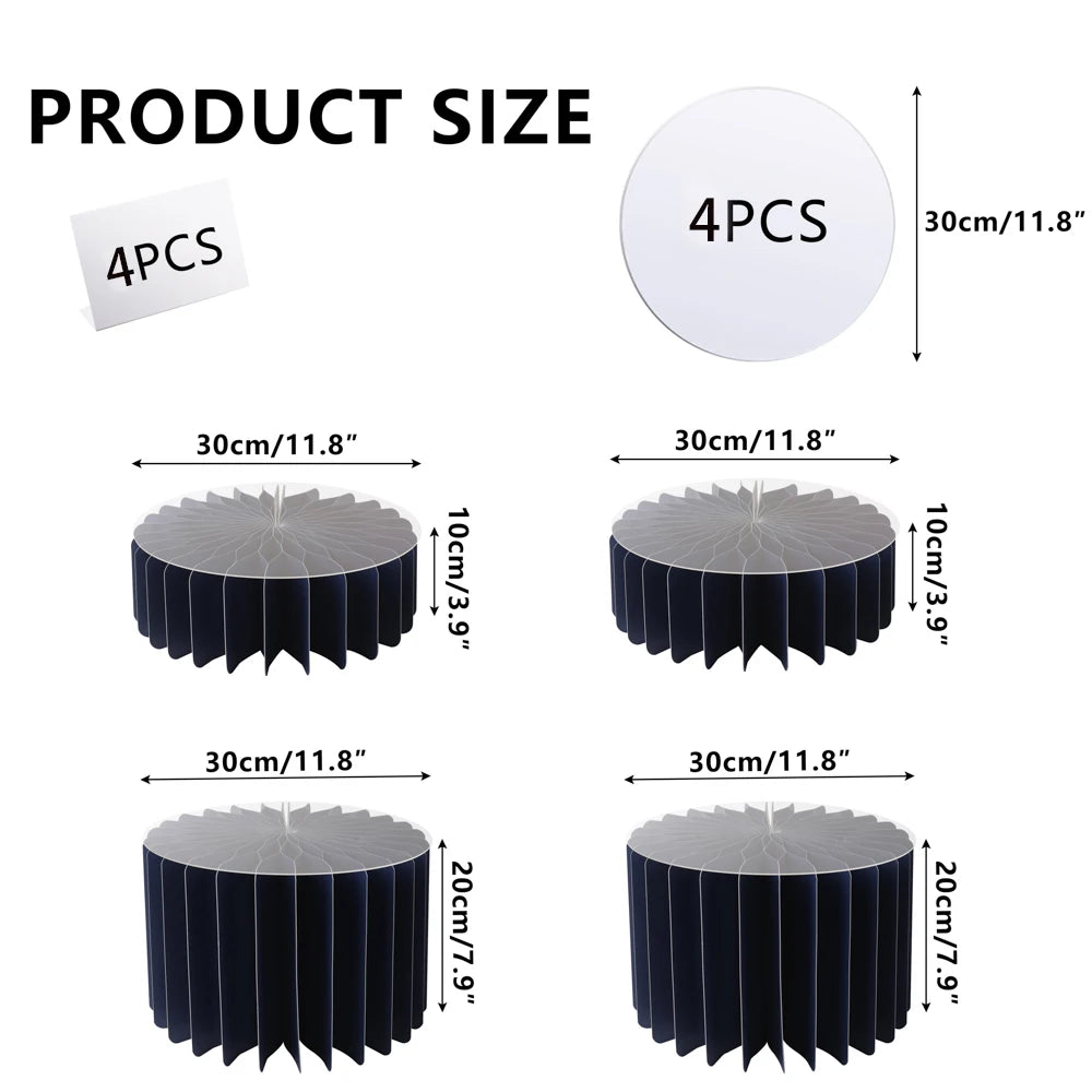 Four black folding dessert table cupcake display stands shown in various sizes and angles.