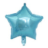 A light blue foil star balloon with a heart shape attached.