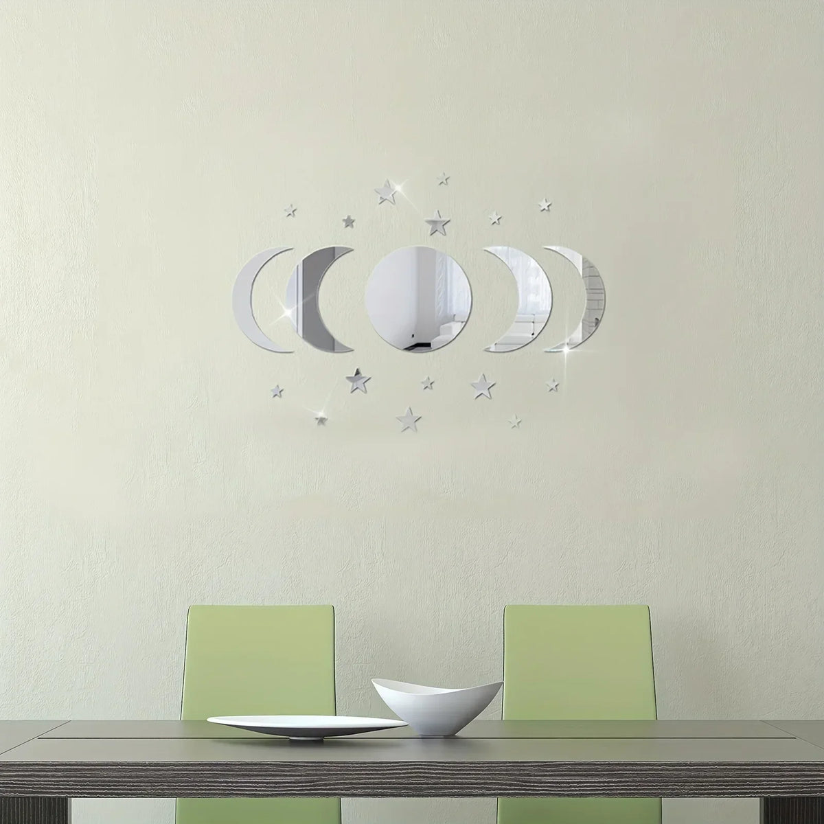 20-Piece Acrylic Moon & Star Wall Decals with 3D Mirror Finish