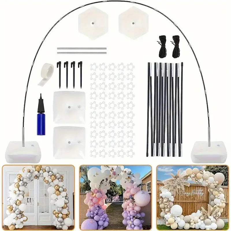 Kit pour créer une arche de ballons avec diverses formes et outils.