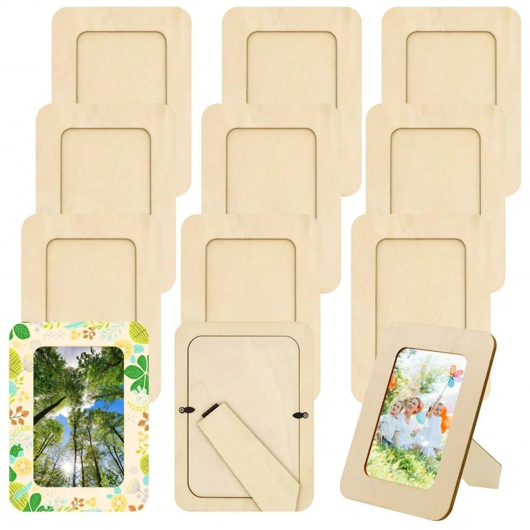 Unfinished Wooden Photo Frames for DIY Crafting and Display