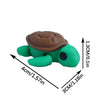 A green and brown turtle figurine with dimensions 4cm long, 3cm wide, and 1.3cm high.