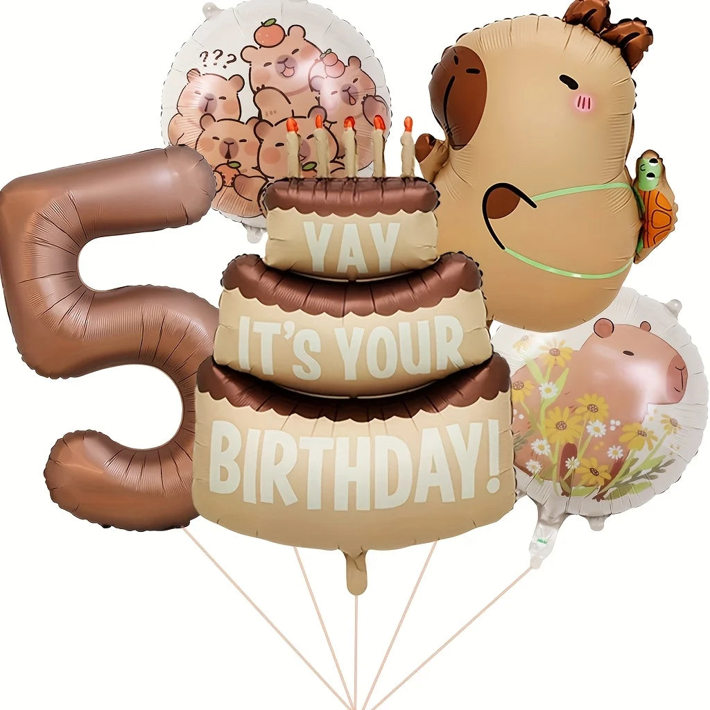 Capybara Cartoon Foil Balloon Set for Birthday Parties