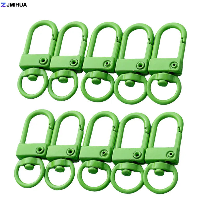 A set of green lobster clasp hooks for jewelry making and DIY crafts