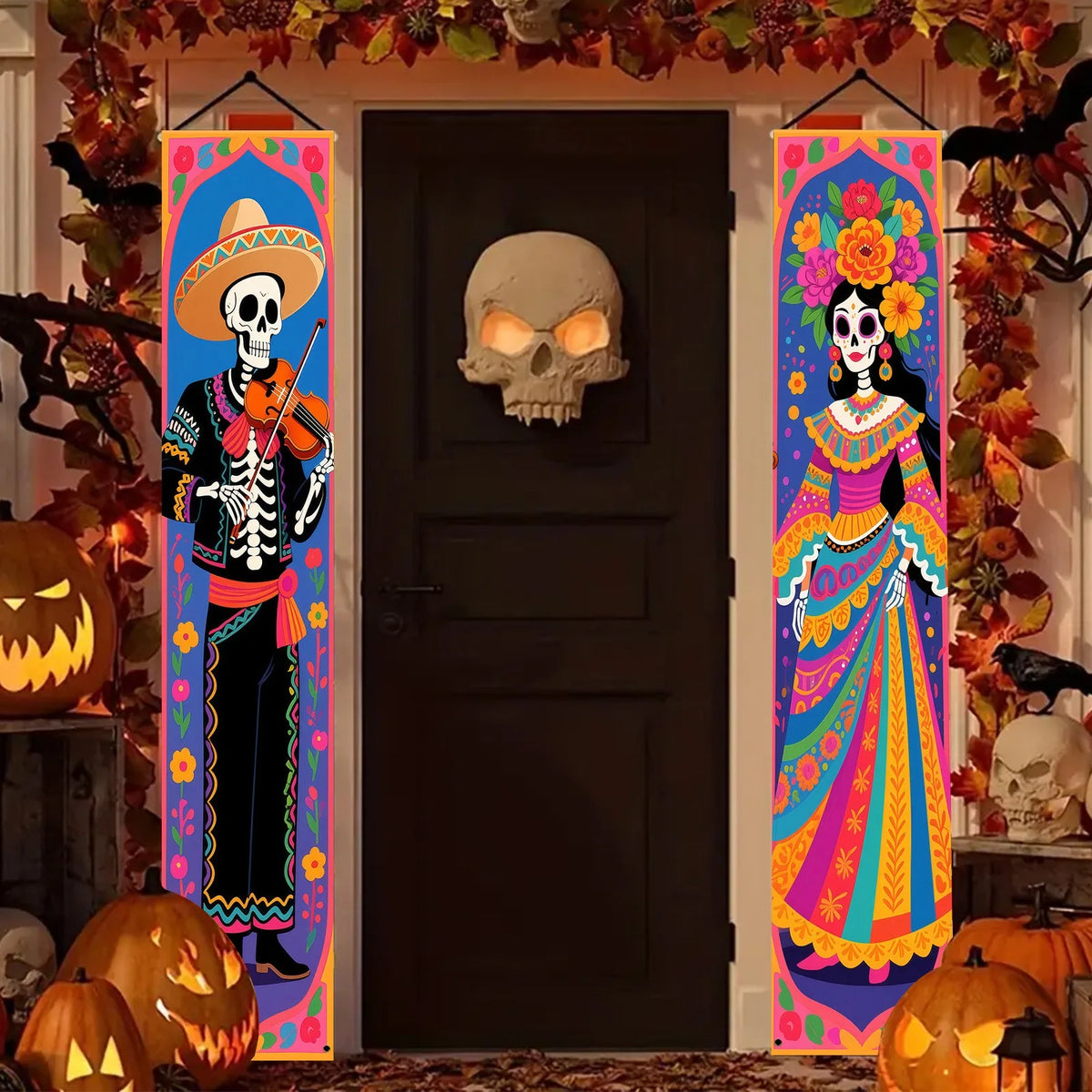 Day of the Dead Sugar Skull Door Banners – Set of 2