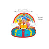 A colorful circus theme birthday party decor set featuring a smiling character and balloons.