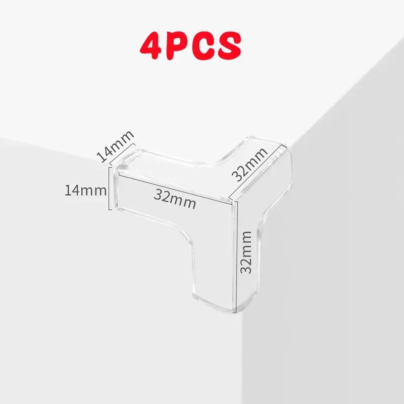 Four soft silicone corner protectors for baby safety, shown in a white context.